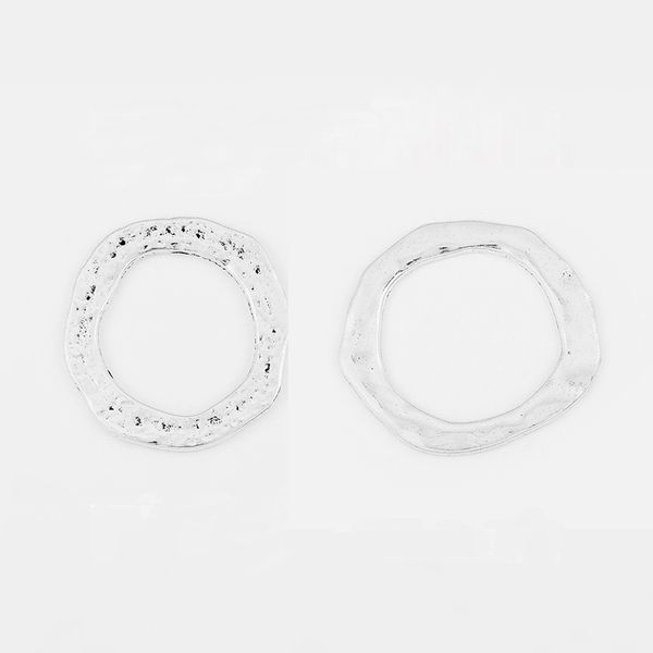 

2pcs antique silver large open hammered round circle charms pendants connectors for necklace making jewelry findings, Black
