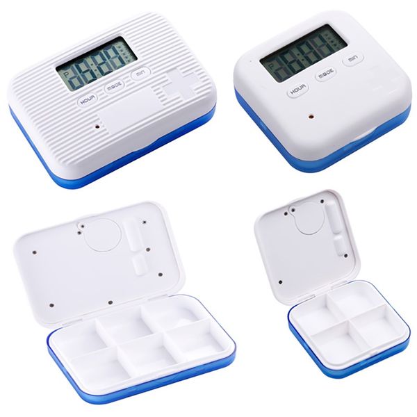 

творческий pill case box для 4 и 6 слотов cross pill организатор контейнер может установить время напоминания квадратный планшетный кейс для