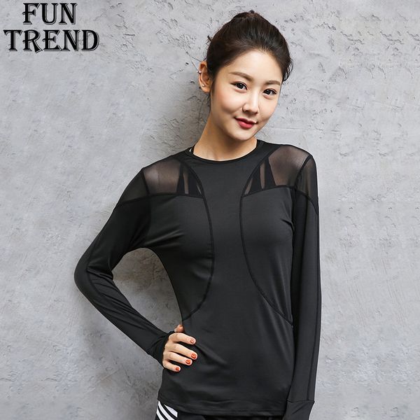 

спорт трикотажные изделия спортивная женщин спортивная рубашка с длинным рукавом йога рубашка фитнес одежда yoga top gym shirt запуск t-руба