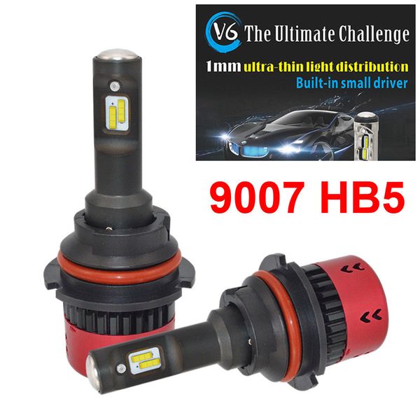 

super bright turbo 100w 9007 hb5 9600lm v6 led headlight slim conversion kit adopted automotive grade flip chips 2 year warranty
