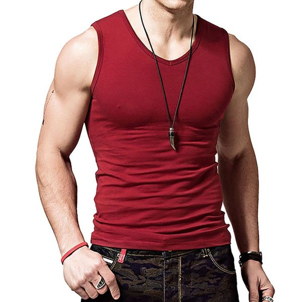 

100% хлопок большой размер летняя мужская одежда повседневная майки сплошной цвет майки без рукавов фитнес мужской жилет бодибилдинг топы lw, White;black