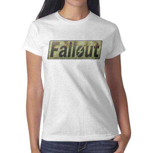 

fallout logo бела женка ђболка, ђболки, майки, ђболки пѬином пѬиколна ђп, White