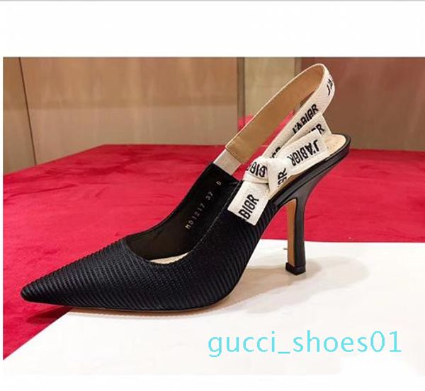 

designer women high heels 9.5cm sandals pumps slingbacks 6 colors ladies patent leather dress single shoes dd1 g01, Black