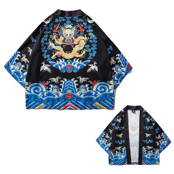 

blouses male hawaiian shirt men japanese kimono cardigan harajuku japanese streetwear clothing cool blouse male shirt kx630, White;black