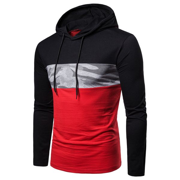 

men autumn hoodies 2019 men's long sleeve sweatshirt brand polo hoodie fashion hip hop stitching camouflage pullover male hoody wholesa, Black