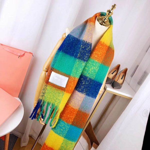 

colorful designer scarf woman luxury winter wool blend acn-stu style scarf brand womens scarves multi colors highly quality, Blue;gray