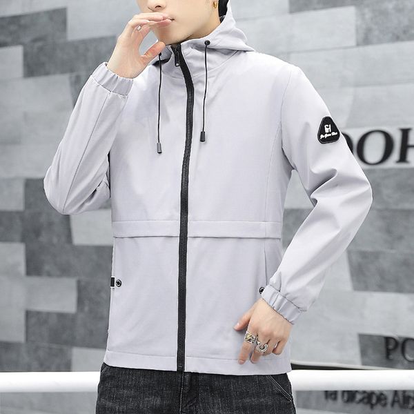 

куртки для мужчин весна осень 2019 пальто с капюшоном slim fit куртка синий черный серый толстовки полосатая молния ветровка мужская верхняя, Black;brown