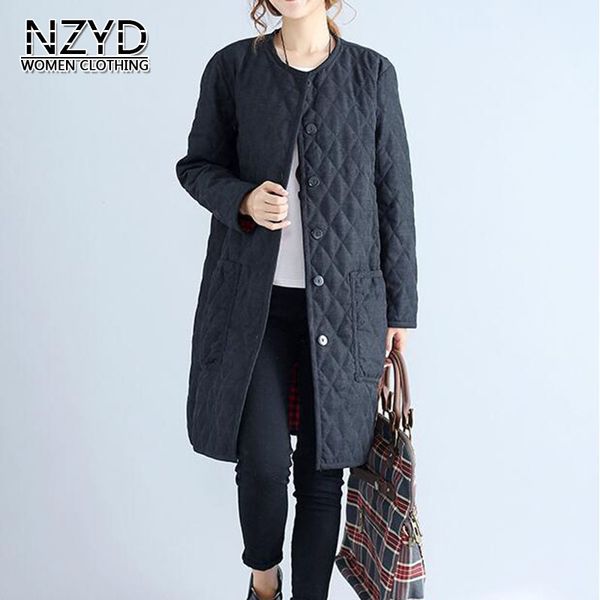 

2018 winter women cotton coat new style fashion mid-long outerwear parkas casual loose large size female autumn jacket nzyd626, Tan;black