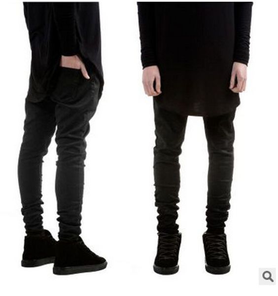 

2017 new selling european and american streets popular brand elasticity slim fit pants men locomotive jeans pure black fraye, Blue