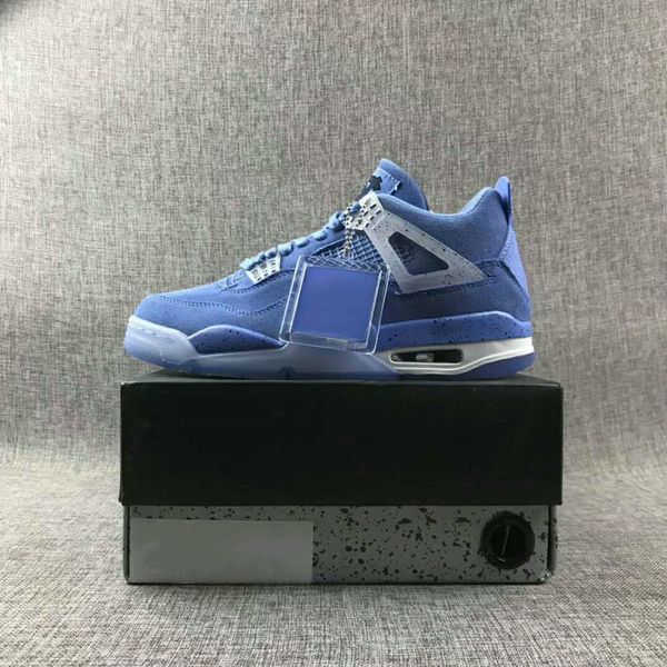 

4 unc pe sky white man designer basketball shoes new suede iv university blue cool grey black fashion sneakers with box