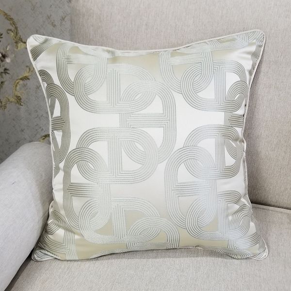 

fashion luxurious geometric pillow case champagne modern pipping jacquard woven floor sofa throw square home cushion cover 45x45cm