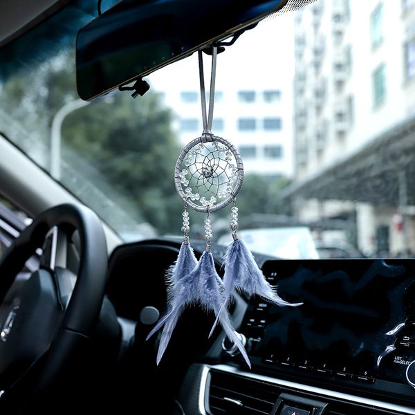 Car Pendant Handwork Dream Catcher Wind Chimes Feather Hanging Car Rearview Mirror Ornament Automotive Interior Decoration Gift Girly Car Interior