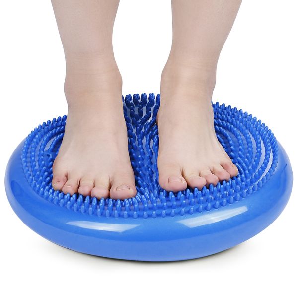 

1pcs durable inflatable yoga disk wobble stability disc massage cushion mat f