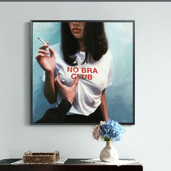 

abstract no bar club girl canvas paintings on the wall art posters and prints modern bad girls wall pictures for living room