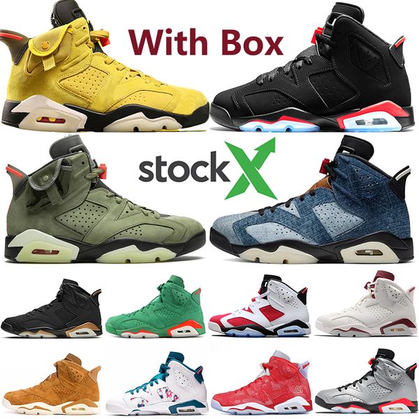 

2020 men designer jumpman 6s travis scotts yellow gs black infrared stock x shoes with box laser fuchsia slam dunk trainer