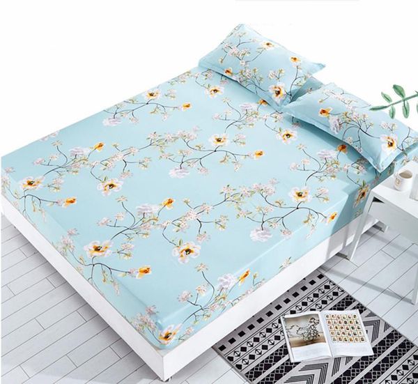 

1pc 100%polyester fitted sheet mattress cover printing bedding linens bed sheets with elastic band double queen size 160cm*200cm