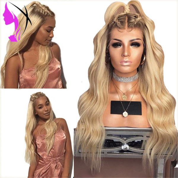 

13x4 ombre 613 honey blonde pre plucked brazilian body wave wig glueless lace front synthetic wigs for black women