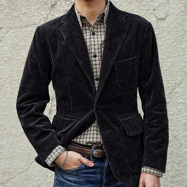

men's new england suit coat solid color casual corduroy single breasted suit turn-down collar slim jacket suits, White;black