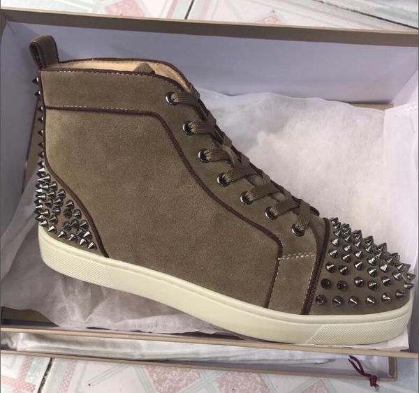 

elegant brands spikes ii suede red bottom sneaker shoes high rivets women men casual paris dancing streetwear with box,eu35-46, Black