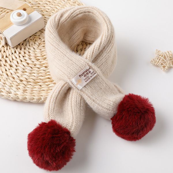 

2019 new knitted winter scarf for kids solid soft warm pompon scarves snood children lovely cute red shawls for girls & boys, Blue;gray