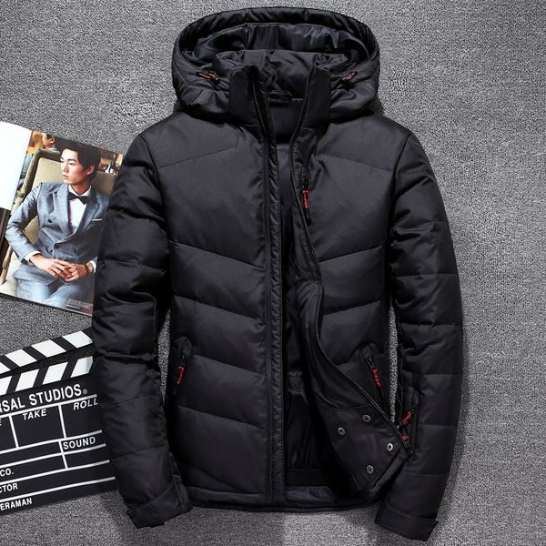 

jaqueta masculina men down jacket men hooded down coat casaco masculino inverno duck winter coat, Black