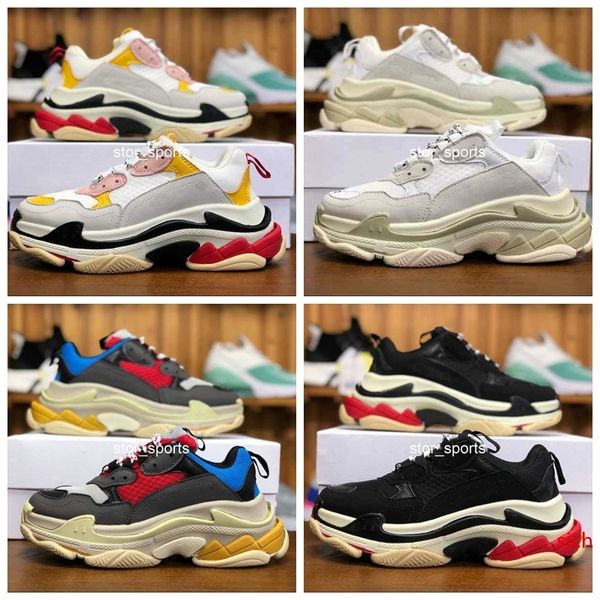 

модный дизайнер paris 17fw triple-s triple s sneaker desi luxury dad shoes for men's women бежево-черные спортивные кроссовки 36-45
