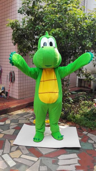 

2019 factory new green dragon dinosaur mascot costume cartoon clothing size fancy dress party, Red;yellow