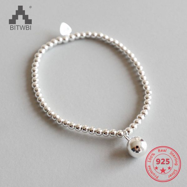 

simple round bead bracelet for ladies real 925 sterling silver bracelet women fine jewelry wholesale, Golden;silver