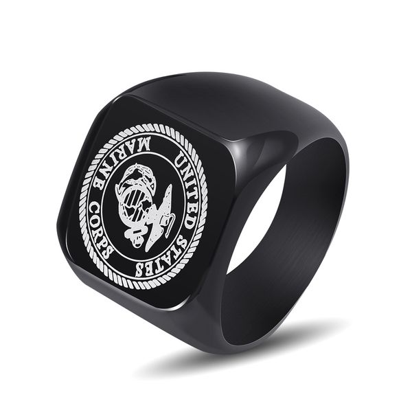 

fashion usmc stainless steel ring men us army marine corps titanium punk biker ring charm jewelry rings drop shipping, Silver