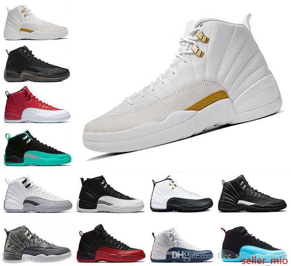 

basketball shoes 12 12s bordeaux dark grey wool white flu game unc gym red taxi gamma french blue suede sneakers sports size 8-13