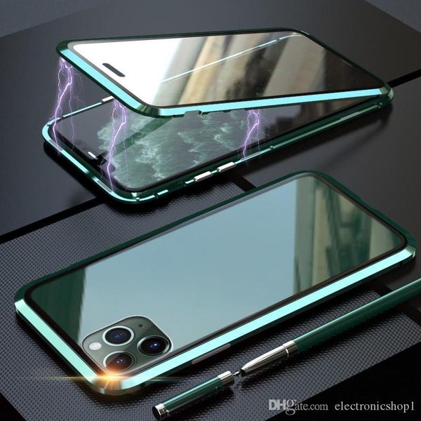 

evip magnetic case for iphone11 11 pro 11pro max 2019 coque 360 double side tempered glass metal phone fundas cover magnet cases