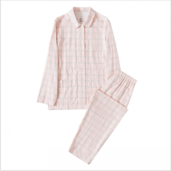 

2020 spring women casual plaid pajama sets female 100% cotton sleepwear suit ladies turn-down collar long sleeve shirt & pants, Black;red