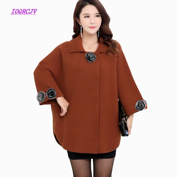 

plus size women's cardigan coats 2018 autumn middle-aged trench coat winter bat shirt large size loose knitted sweater w20, Black