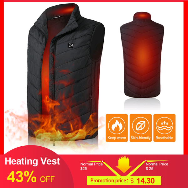

heating vest usb charging lightweight winter warm waistcoat electric heated coat commuting camping ice fishing thermal vest, Blue;black