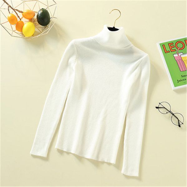 

women sweater autumn winter long sleeve turtleneck knitted sweater elasticity slim femme pullovers casual jumper sweter mujer 35, White;black