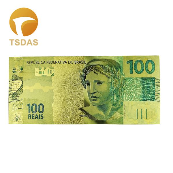 

brazil banknotes 100 real gold banknote in 24k gold plated for collections currency crafts