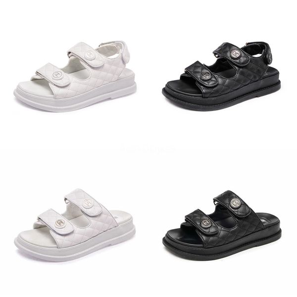 

the new summer sandals for women are black leather, waterproof and non-slip in roman style yuppie handsome flat loafers open toe#548