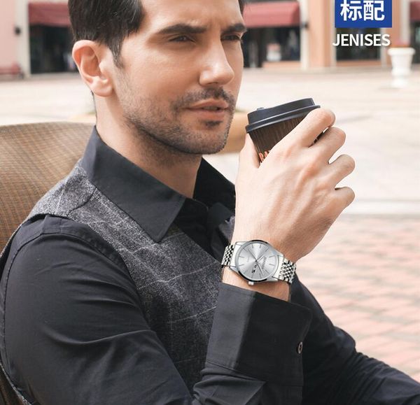 

chronometer 2813 watch male wristwatches #6689, Slivery;brown