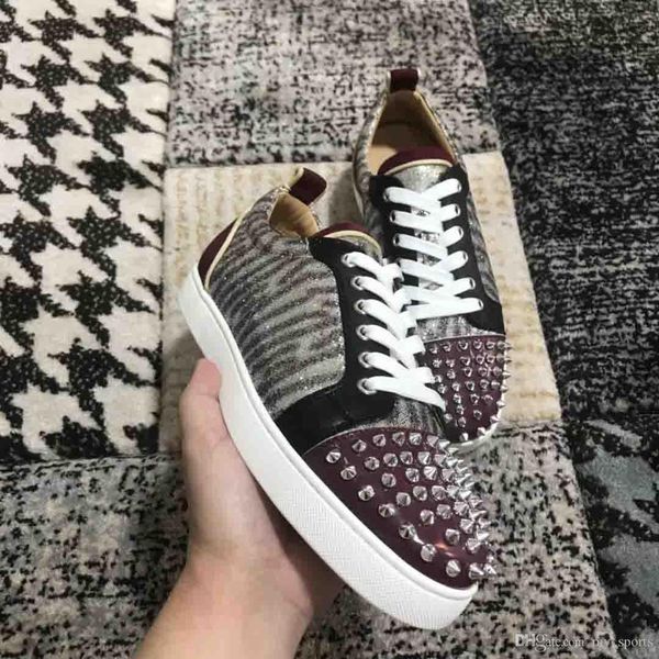 

women and men sneakers shoes junior low red bottom stuff leopard plush spiked suede,luxuious handmade sneaker party wedding casual shoe, Black