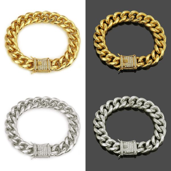 

bracelet man diamond buckle golden cuba bracelet personality bracelet new fashion natural crystal special charm party prom mens bracelets, Black