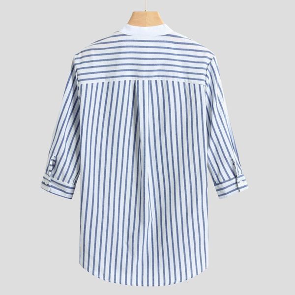 

mens shirts vintage striped shirt button down half sleeve pullover classic male shirts, White;black