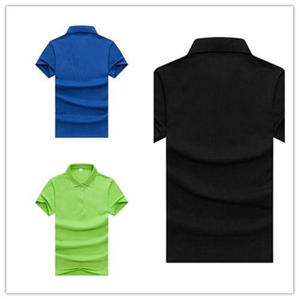 

men polo or women long shirt classic silk fiber short sleeve uniform t-shirt tde-29, Black