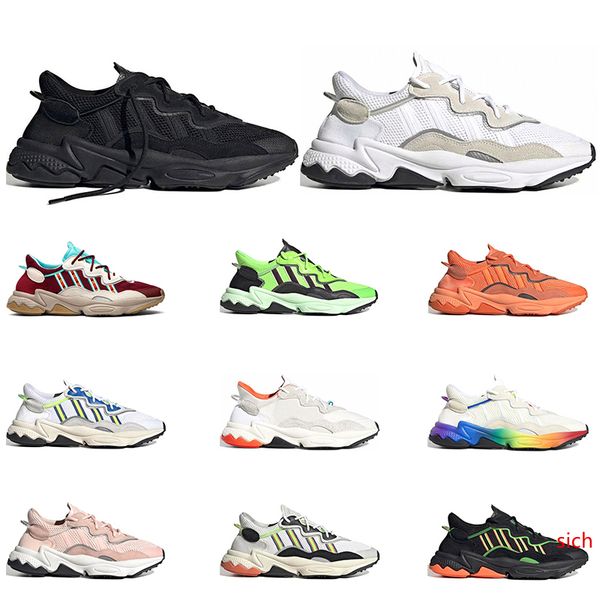 

2020 new ozweego men women casual shoes 3m reflective triple black cloud white solar red neon green pride outdoor sports sneakers size 36-45