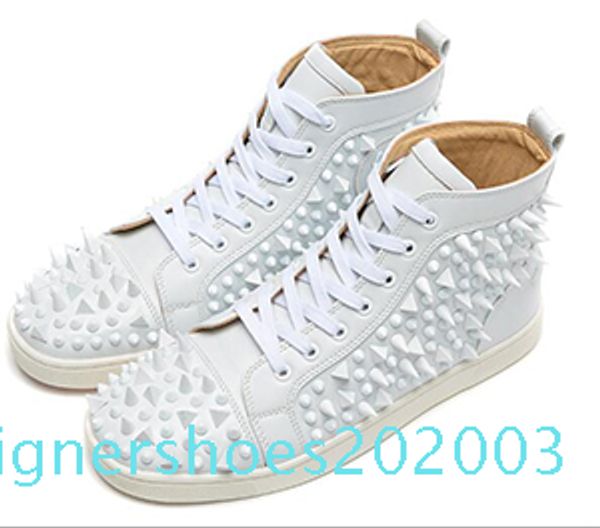 

fashion designer brand studded spikes flats shoes red bottom shoes for men and women party lovers genuine leather sneakers cv34al0 d03, Black