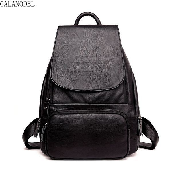 

2019 new luxury leather backpack women shoulder bag rucksack soft large capacity sheepskin leather backpack female sac a dos