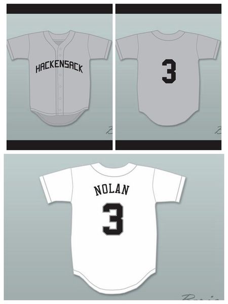 

CUSTOM Spike Nolan 3 Hackensack Bulls Gray White Baseball Jerseys Any Name Any Number Free Shipping Size S-4XL