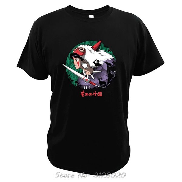 

princess mononoke tshirt japanese anime movie tees for men kodama forest spirit tees short sleeve t shirt, White;black