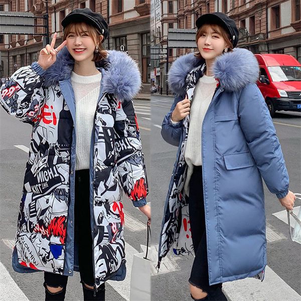 

double two sides 2019 new winter jacket women hooded thicken fur female long warm parka outwear oversize coat by4, Black