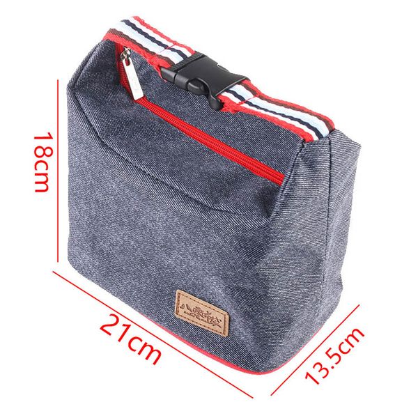 

1pcs 2019 new leisure portable waterproof denim thermal bag heat insulated tote cooler box ice lunch storage dropship, Blue;pink