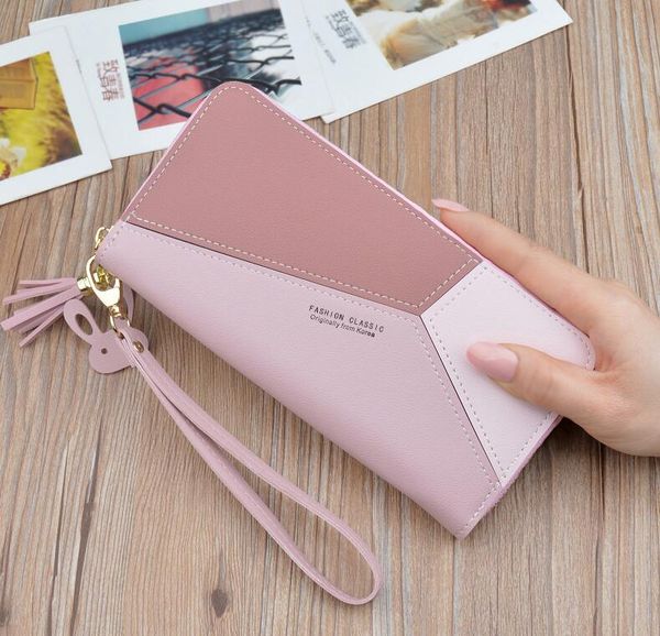 

designer women handbag purse female long korean version color stitching zipper large-capacity money mobile phone bag wallet card bags/8